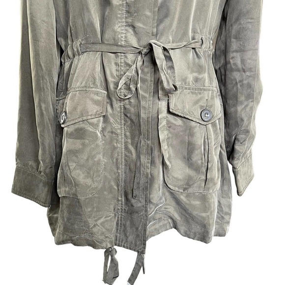 Ella Moss Army Green Utility Coat Cupro Outer Shell Size Small EUC - Picture 5 of 9